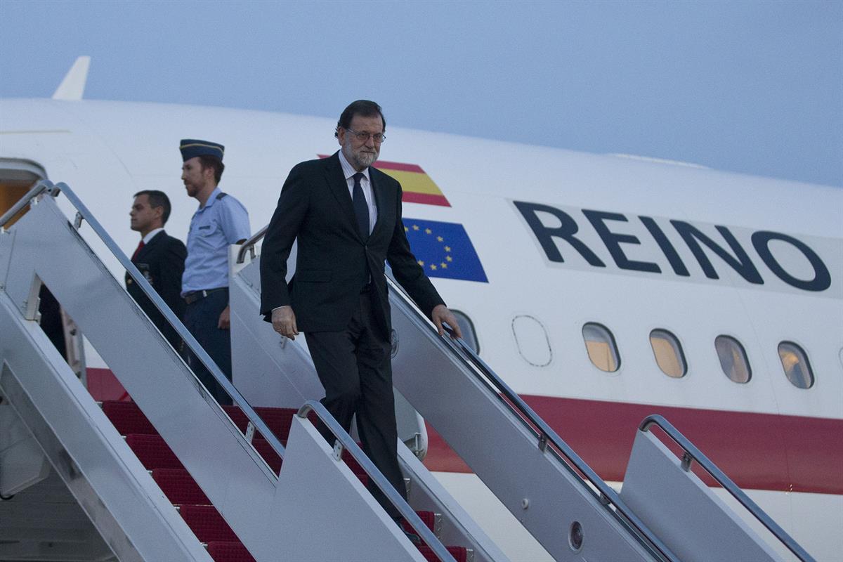26/09/2017. Viaje de Rajoy a Estados Unidos. El presidente del Gobierno, Mariano Rajoy, a su llegada a Washington.