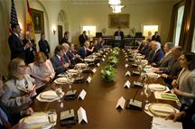 Almuerzo de trabajo de Mariano Rajoy y Donald Trump junto a las delegaciones de ambos países