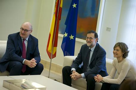 27/03/2017. Rajoy recibe al comisario europeo, Phil Hogan. El presidente del Gobierno, Mariano Rajoy, recibe al comisario de Agricultura y D...