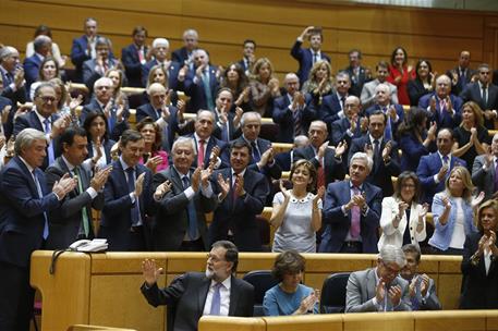 27/10/2017. Rajoy asiste al Pleno del Senado. El presidente del Gobierno, Mariano Rajoy, es aplaudido al término de su intervención en el pl...
