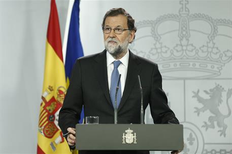 27/10/2017. Rajoy anuncia elecciones en Cataluña. El presidente del Gobierno, Mariano Rajoy, comparece tras el Consejo de Ministros en el qu...