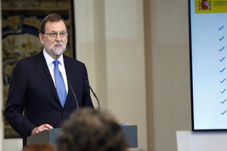 28/07/2017. Rajoy hace balance de la primera mitad de 2017. El presidente del Gobierno, Mariano Rajoy, durante la rueda de prensa ofrecida t...