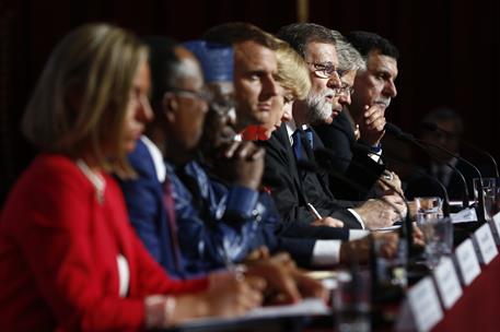 28/08/2017. Rajoy asiste a la Cumbre del G-4 de París. La Alta Representante UE, Federica Mogherini, el presidente de la República Francesa,...