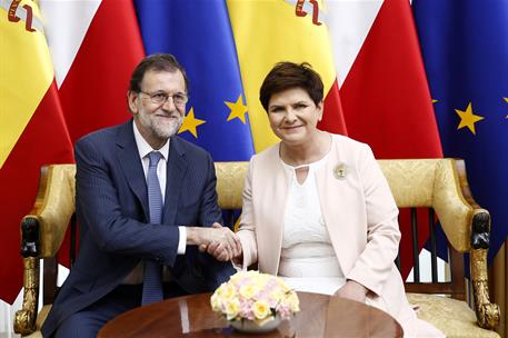 30/06/2017. XII Cumbre polaco-española. El presidente del Gobierno, Mariano Rajoy, y la primera ministra polaca, Beata Szydlo, en el Palacio...
