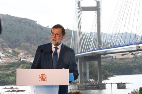 30/12/2017. Rajoy inaugura la ampliación del Puente de Rande. El presidente del Gobierno, Mariano Rajoy, durante el acto de inauguración de ...