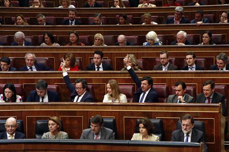 31/05/2017. Rajoy asiste a las votaciones de los Presupuestos Generales del Estado. El presidente del Gobierno, Mariano Rajoy, y varios miem...