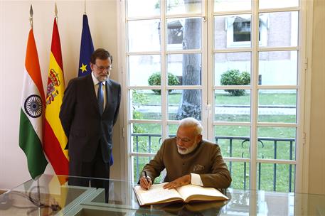 31/05/2017. Rajoy recibe al primer ministro de la India. El primer ministro de la India, Narendra Modi, junto al presidente del Gobierno, Ma...