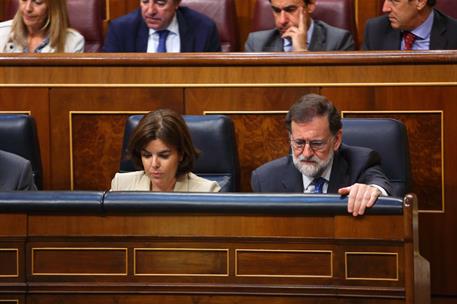 31/05/2017. Rajoy asiste a las votaciones de los Presupuestos Generales del Estado. El presidente del Gobierno, Mariano Rajoy, y la vicepres...