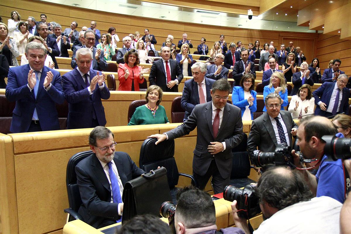 23/05/2017. Rajoy asiste a la sesión de control al Gobierno en el Senado.. El presidente del Gobierno, Mariano Rajoy, durante la sesión de c...