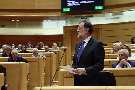 23/05/2017. Rajoy asiste a la sesión de control al Gobierno en el Senado.. El presidente del Gobierno, Mariano Rajoy, durante la sesión de c...