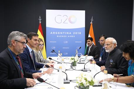 1/12/2018. Reunión del presidente y el primer ministro de la India. El presidente del Gobierno, Pedro Sánchez, y el primer ministro de la In...