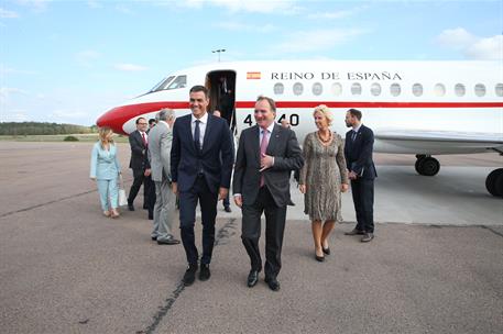 5/09/2018. Viaje del presidente del Gobierno a Suecia. El presidente del Gobierno, Pedro Sánchez, a su llegada a Enköping (Suecia), donde le...