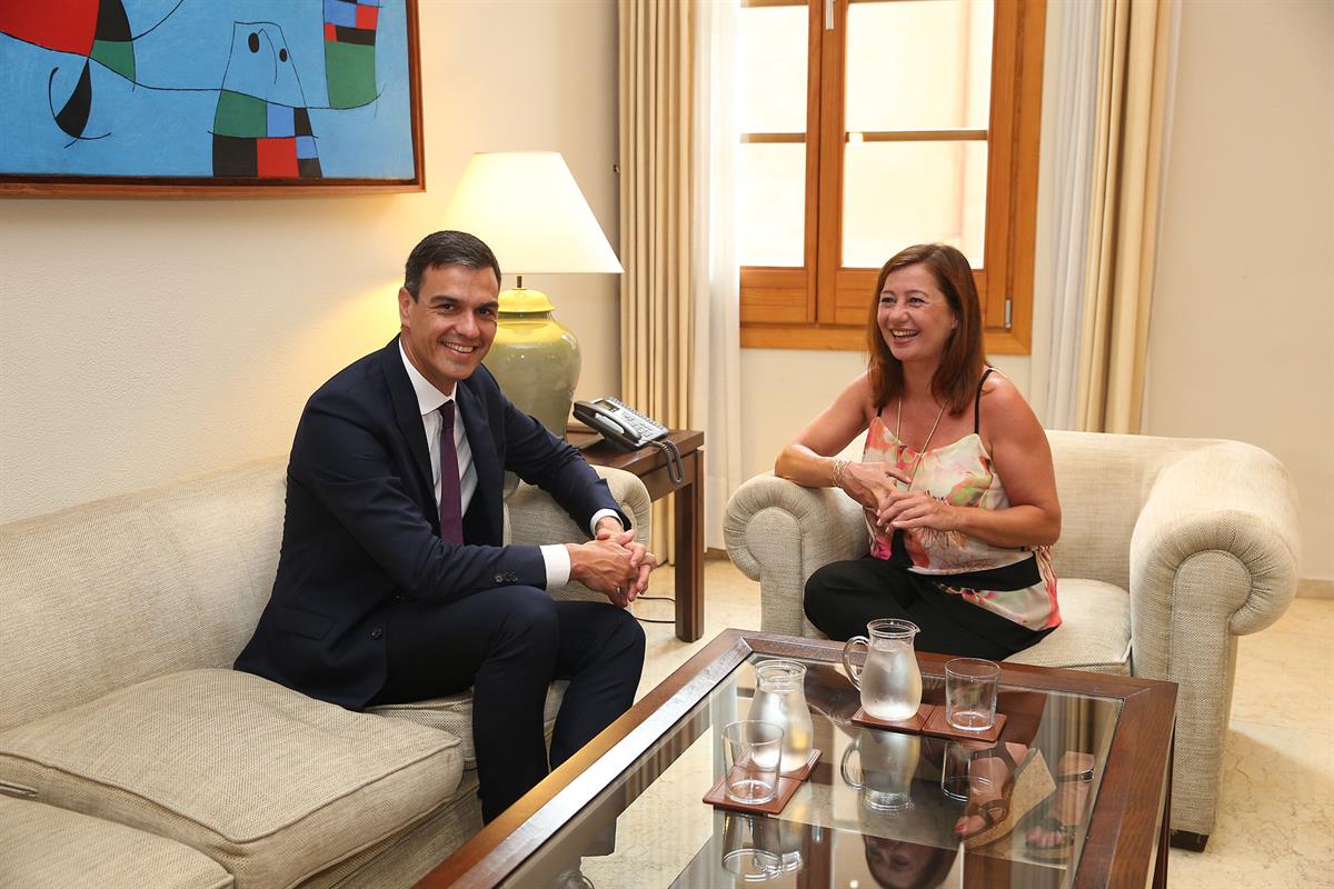 6/08/2018. Pedro Sánchez se reúne con la presidenta del Gobierno balerar. El jefe del Ejecutivo, Pedro Sánchez, se reúne con la presidenta d...