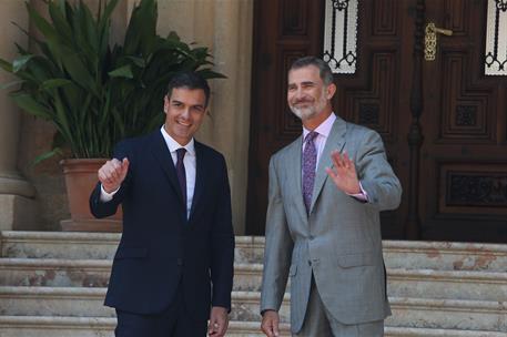 6/08/2018. El presidente del Gobierno, recibido en despacho por el Rey. El Rey Felipe VI y el presidente del Gobierno, Pedro Sánchez, en la ...
