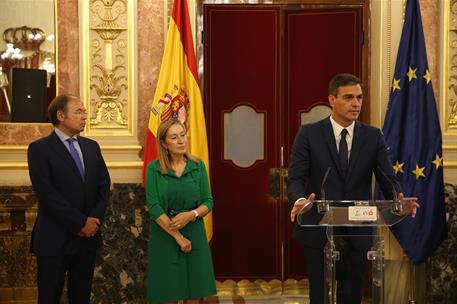 6/09/2018. Presentación de los actos conmemorativos del 40 aniversario de la Constitución. El presidente del Gobierno, Pedro Sánchez, durant...