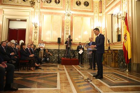 6/09/2018. Presentación de los actos conmemorativos del 40 aniversario de la Constitución. El presidente del Gobierno, Pedro Sánchez, durant...