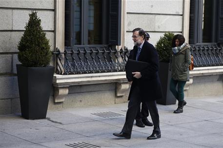 7/02/2018. Rajoy asiste a la sesión de control al Gobierno en el Congreso. El presidente del Gobierno, Mariano Rajoy, a su llegada al Congre...