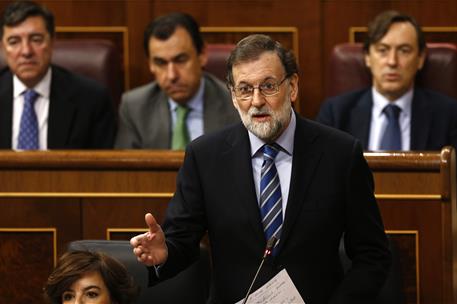 7/02/2018. Rajoy asiste a la sesión de control al Gobierno en el Congreso. El presidente del Gobierno, Mariano Rajoy, durante su intervenció...