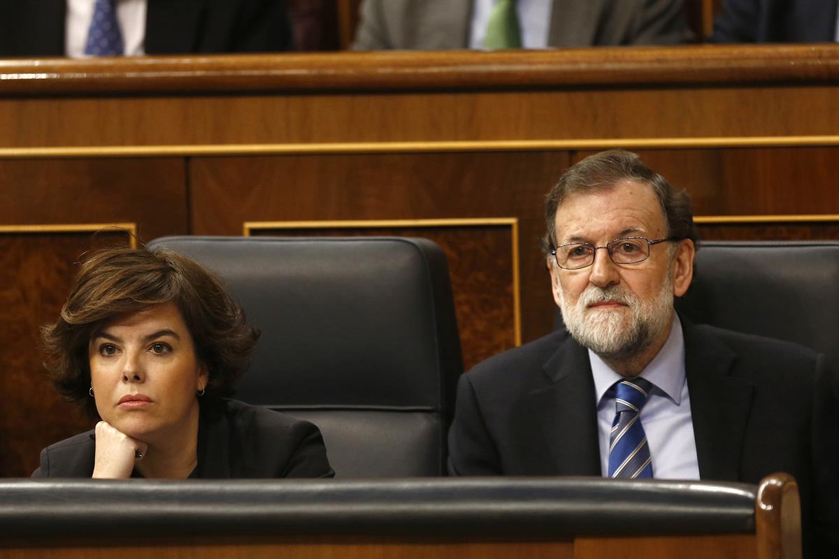 7/02/2018. Rajoy asiste a la sesión de control al Gobierno en el Congreso. El presidente del Gobierno, Mariano Rajoy, junto a la vicepreside...