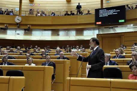 8/05/2018. Rajoy asiste a la sesión de control al Gobierno en el Senado. El presidente del Gobierno, Mariano Rajoy, durante la sesión de con...