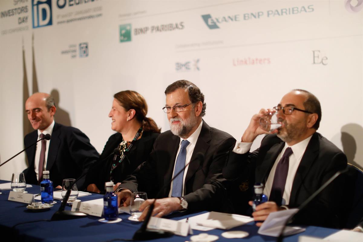 9/01/2018. Rajoy inaugura el foro Spain Investors Day. El presidente del Gobierno, Mariano Rajoy, durante el acto de inauguración del foro S...