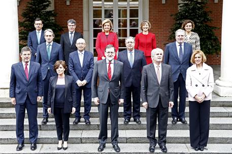 9/03/2018. Rajoy preside la reunión del Consejo de Ministros. Foto oficial del nuevo Ejecutivo tras la incorporación de Román Escolano como ...