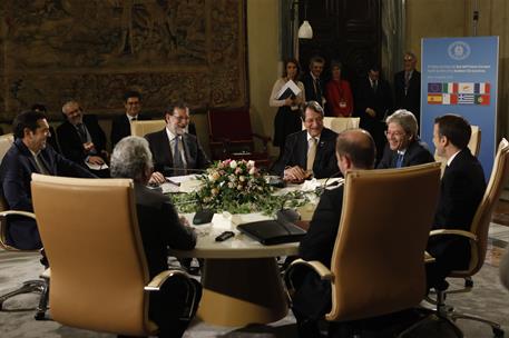 10/01/2018. Rajoy asiste a la cumbre países del Sur de la UE. El presidente del Gobierno español, Mariano Rajoy; el presidente del Consejo d...