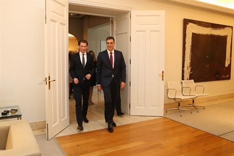 12/09/2018. Sánchez recibe al primer ministro de Austria. El presidente del Gobierno, Pedro Sánchez, junto al primer ministro de Austria, Se...