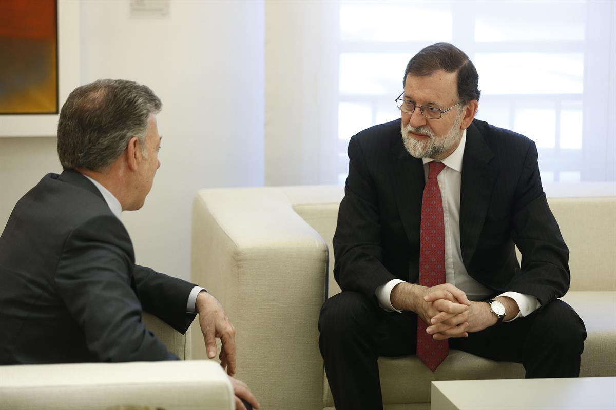 13/05/2018. Rajoy recibe al presidente de Colombia. El presidente del Gobierno, Mariano Rajoy, conversa en La Moncloa con el presidente de C...