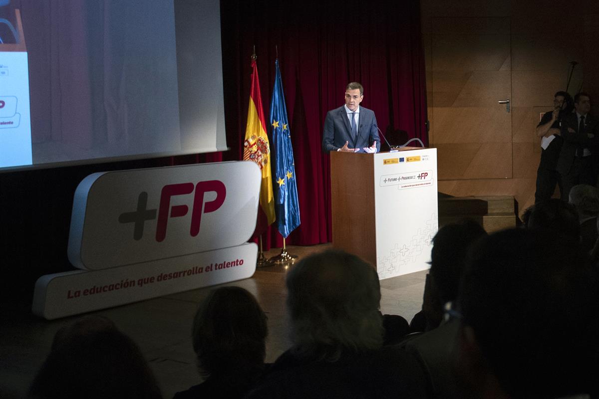 13/11/2018. Sánchez inaugura el encuentro +Futuro, +Progreso= +FP. El presidente del Gobierno, Pedro Sánchez, durante su intervención en el ...