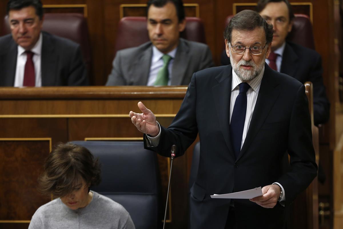 14/02/2018. Rajoy asiste a la sesión de control al Gobierno en el Congreso. El presidente del Gobierno, Mariano Rajoy, durante su intervenci...