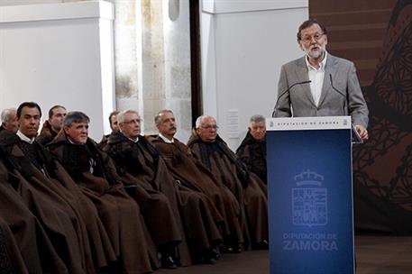 14/04/2018. Rajoy recibe en Zamora la capa de honras de Aliste. El presidente del Gobierno, Mariano Rajoy, pronuncia su discurso tras recibi...