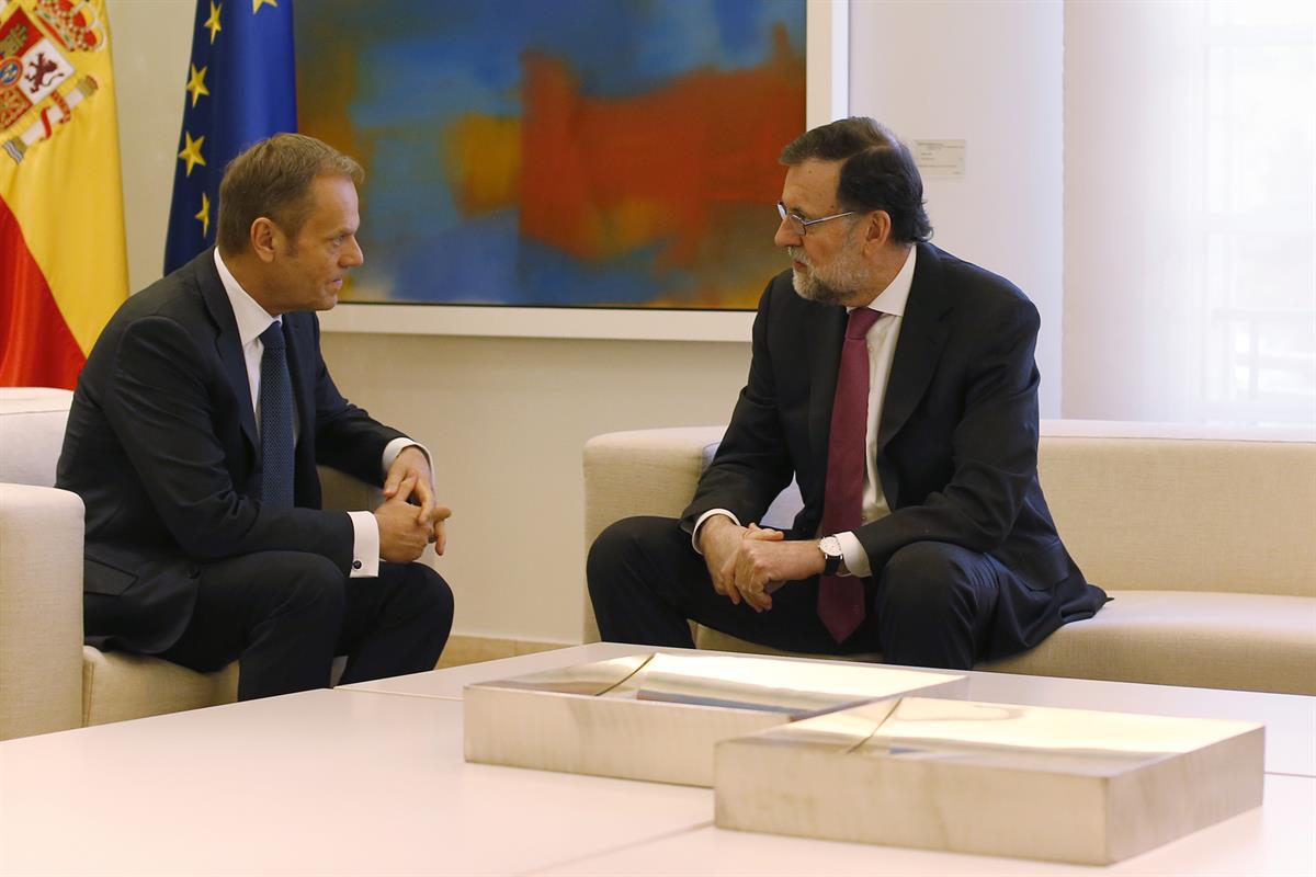 16/03/2018. Rajoy recibe al Presidente del Consejo Europeo. El presidente del Gobierno, Mariano Rajoy y el presidente del Consejo Europeo, D...