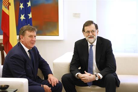 17/01/2018. Rajoy recibe al primer ministro de Letonia. El presidente del Gobierno, Mariano Rajoy, conversa con el primer ministro de Letoni...