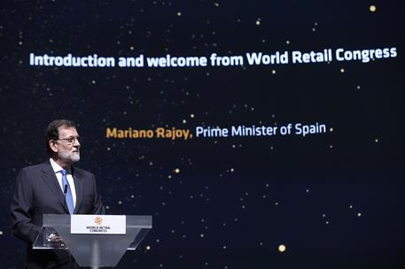 17/04/2018. Rajoy inaugura el XII Congreso Mundial del Comercio Minorista. El presidente del Gobierno, Mariano Rajoy, durante su intervenció...