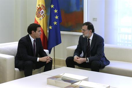 17/05/2018. Mariano Rajoy recibe a Albert Rivera. El presidente del Gobierno, Mariano Rajoy, se reúne en La Moncloa con el presidente de Ciu...