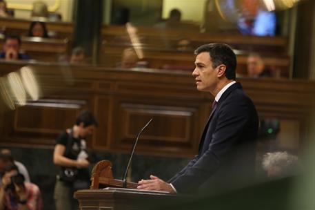 17/07/2018. Sánchez comparece ante el Pleno del Congreso. El presidente del Gobierno, Pedro Sánchez, durante su comparecencia ante el Pleno ...