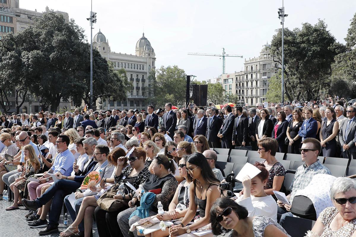 17/08/2018. Primer aniversario de los atentados del 17-A en Cataluña. Víctimas y familiares de los fallecidos y los heridos en los atentados...