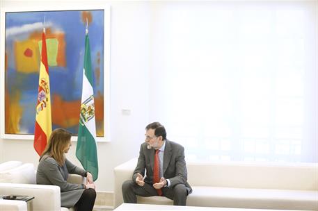 18/04/2018. Rajoy recibe a la presidenta de la Junta de Andalucía. El presidente del Gobierno, Mariano Rajoy, durante la reunión que ha mant...