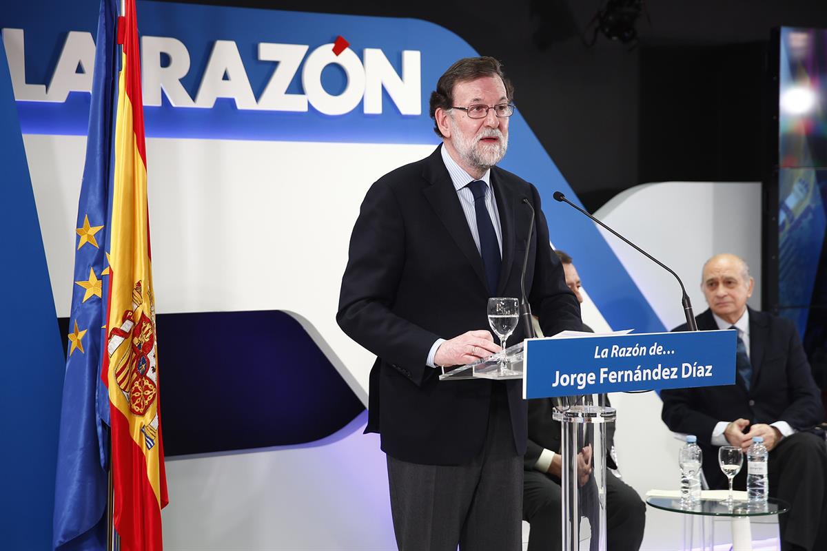 19/02/2018. Rajoy asiste al encuentro "La Razón de... Jorge Fernández Díaz". El presidente del Gobierno, Mariano Rajoy, durante un momento d...