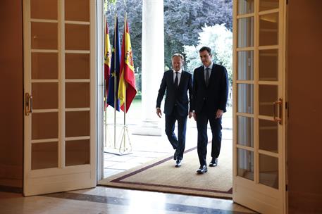 19/06/2018. Sánchez recibe al presidente del Consejo Europeo. El presidente del Gobierno, Pedro Sánchez, y el presidente del Consejo Europeo...