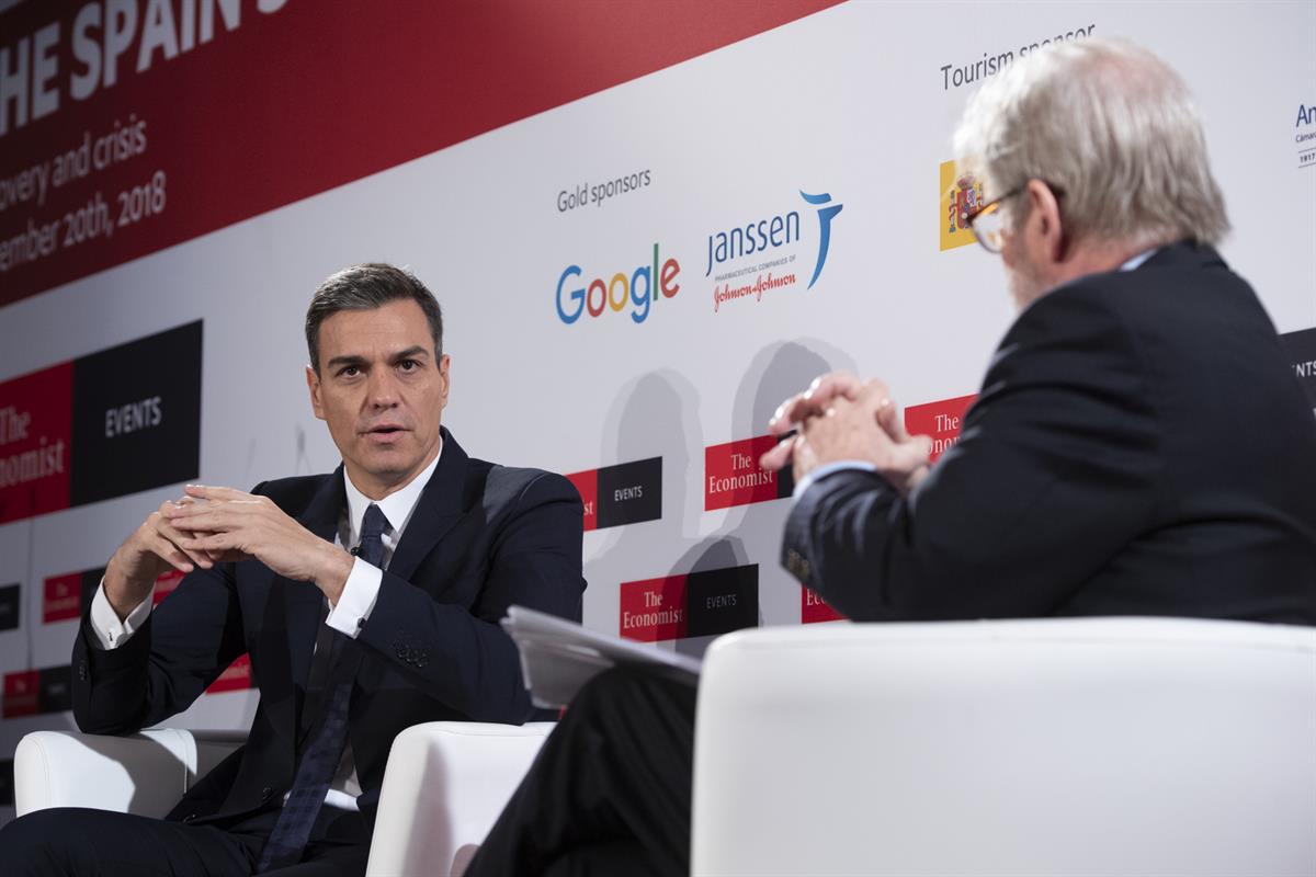 20/11/2018. Pedro Sánchez asiste a la Conferencia "Spain Summit 2018". El presidente del Gobierno, Pedro Sánchez, durante la entrevista que ...
