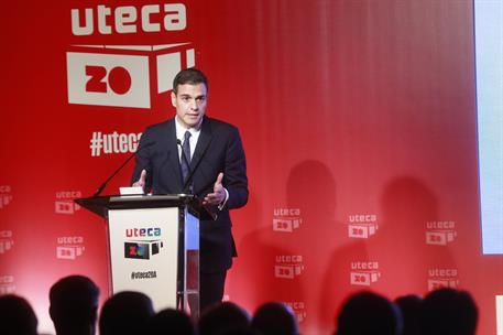 20/11/2018. El presidente del Gobierno, Pedro Sánchez, asiste al XX Aniversario de la Unión de Televisiones Comerciales Asociadas (UTECA). E...
