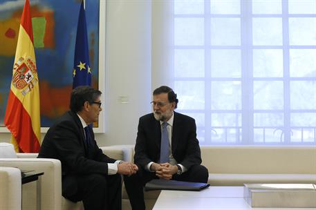 21/02/2018. Rajoy recibe al presidente del Partido Aragonés Regionalista (PAR). El presidente del Gobierno, Mariano Rajoy, durante la reunió...