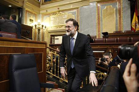 21/02/2018. Rajoy asiste a la sesión de control al Gobierno en el Congreso. El presidente del Gobierno, Mariano Rajoy, al inicio de la sesió...