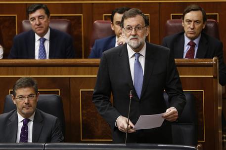 21/02/2018. Rajoy asiste a la sesión de control al Gobierno en el Congreso. El presidente del Gobierno, Mariano Rajoy, durante su intervenci...