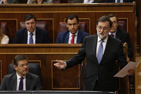 21/02/2018. Rajoy asiste a la sesión de control al Gobierno en el Congreso. El presidente del Gobierno, Mariano Rajoy, durante su intervenci...