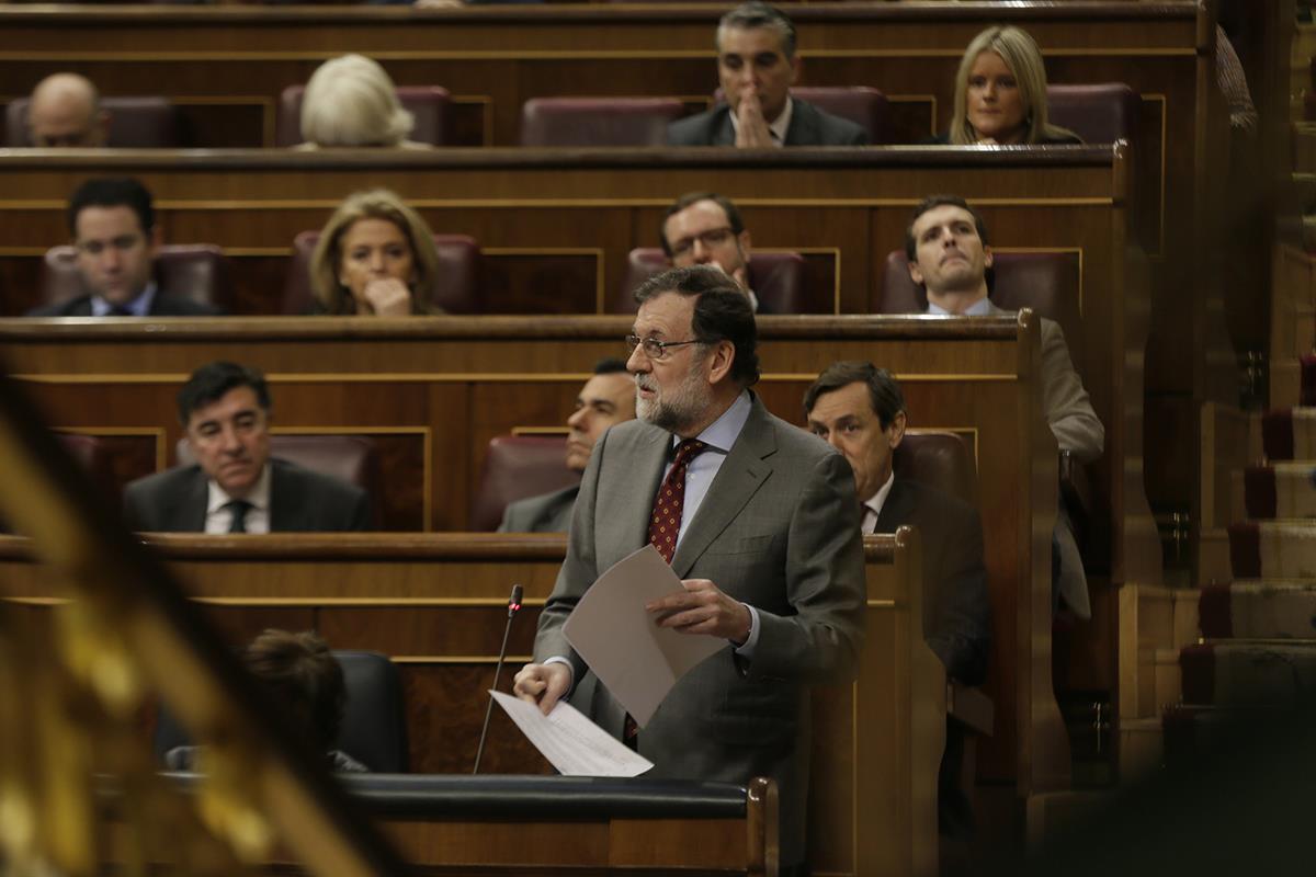 21/03/2018. Rajoy asiste a la sesión de control al Gobierno en el Congreso. El presidente del Gobierno, Mariano Rajoy, durante su intervenci...