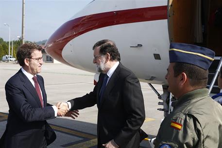 21/05/2018. Viaje de Rajoy a Vigo. El presidente del Gobierno, Mariano Rajoy, saluda al presidente de la Xunta de Galicia, Alberto Núñez Fei...