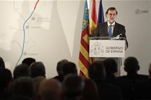 El presidente del Gobierno, Mariano Rajoy, en el acto inaugural del tramo de AVE Valencia-Castellón